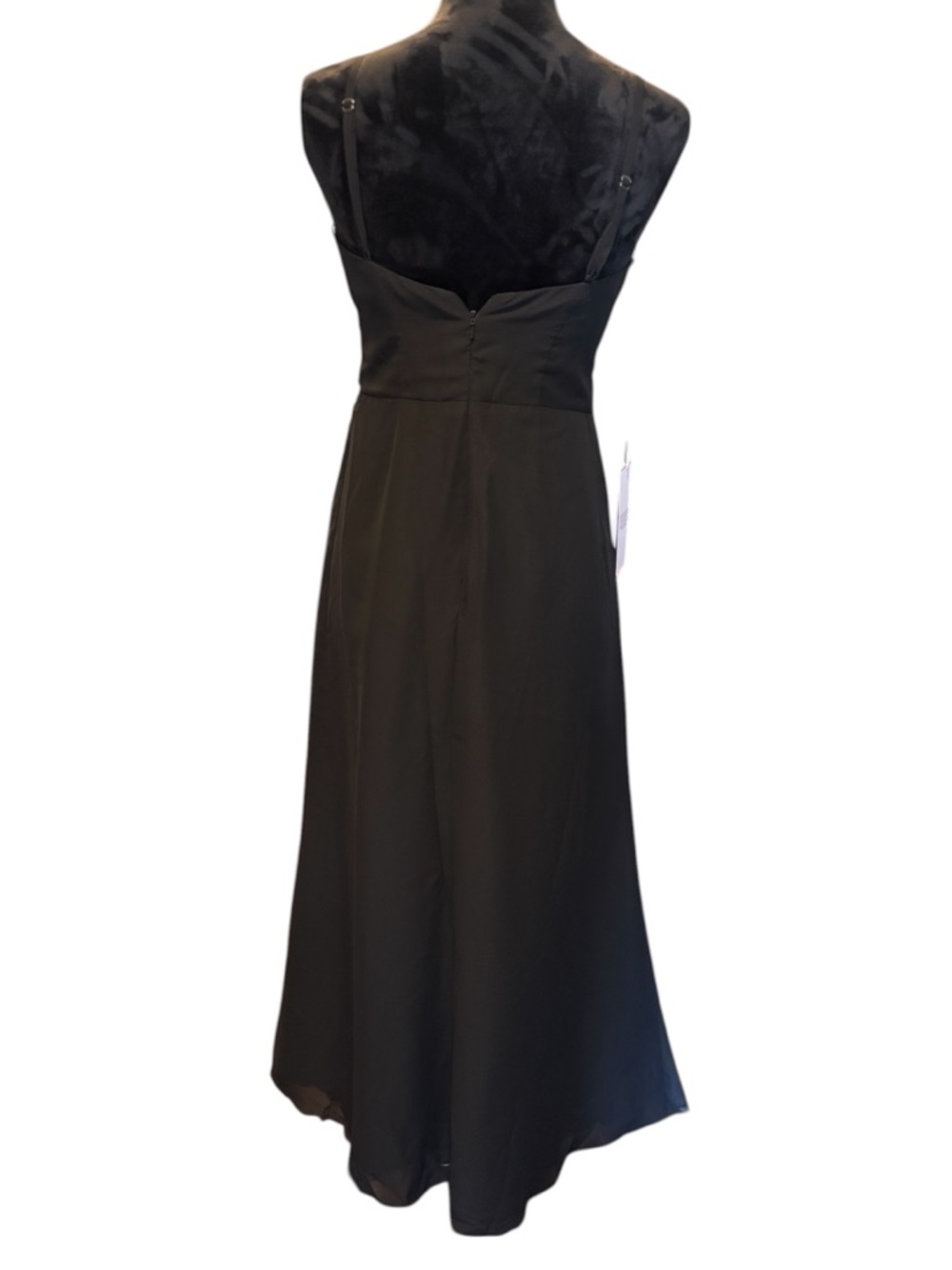 JJ’s House Gurdayia Black A-line Cowl Chiffon Dress #288318, Bust 33”Waist 27.5” - Picture 3 of 14